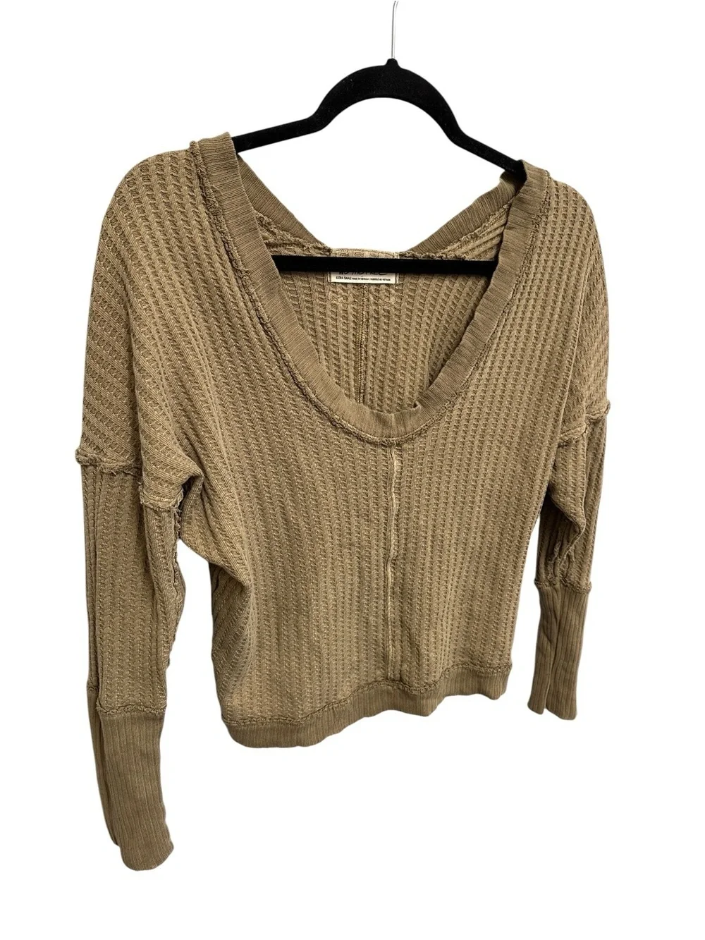 Free People We The Free New Magic thermal top in Golden Olive XS 100% Cotton